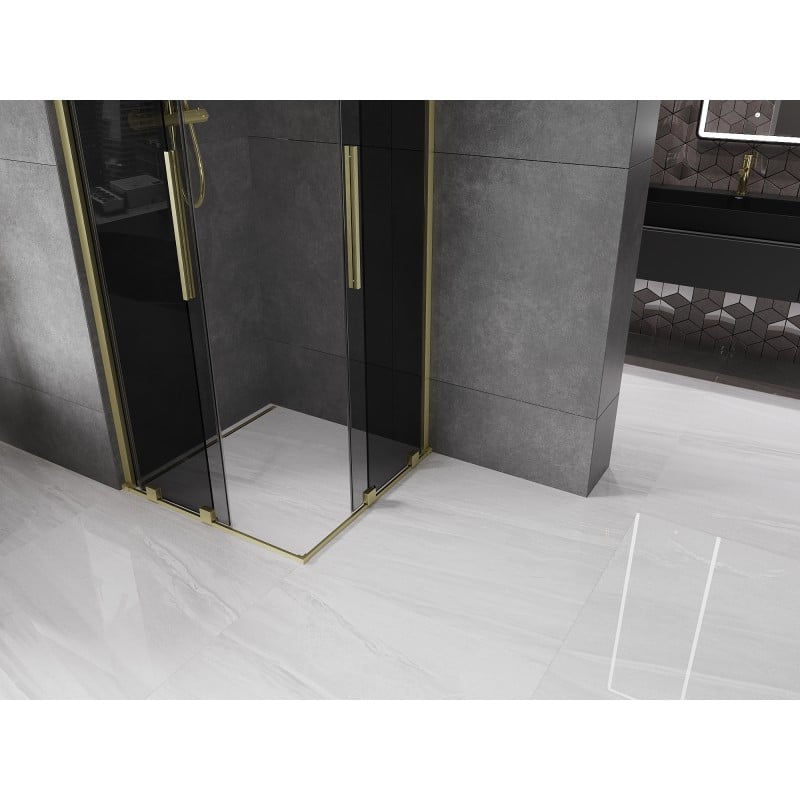 Mexen Velar Duo cabine de douche coulissante 90 x 90 cm, graphite, or brossé - 871-090-090-42-55