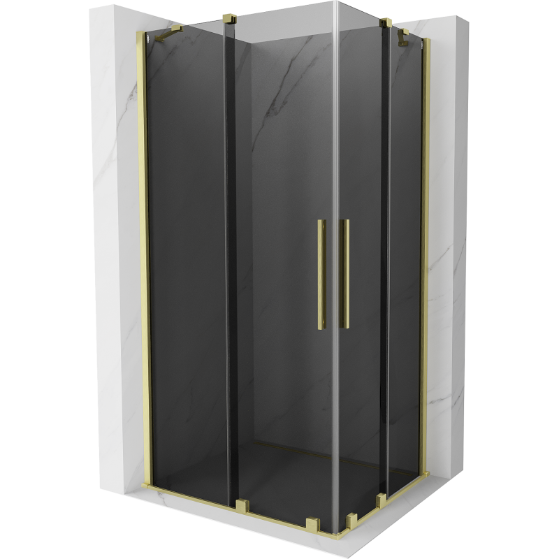 Mexen Velar Duo cabine de douche coulissante 90 x 80 cm, graphite, or brossé - 871-090-080-42-55