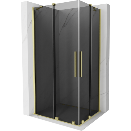 Mexen Velar Duo cabine de douche coulissante 90 x 80 cm, graphite, or brossé - 871-090-080-42-55