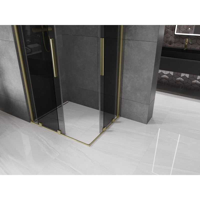Mexen Velar Duo cabine de douche coulissante 100 x 90 cm, graphite, or brossé - 871-100-090-42-55