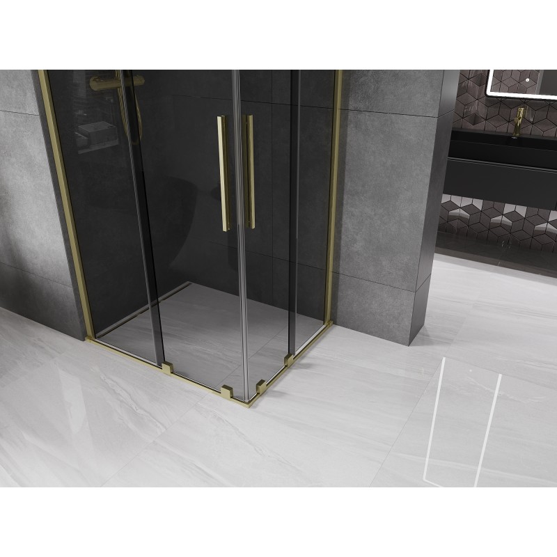 Mexen Velar Duo cabine de douche coulissante 100 x 90 cm, graphite, or brossé - 871-100-090-42-55