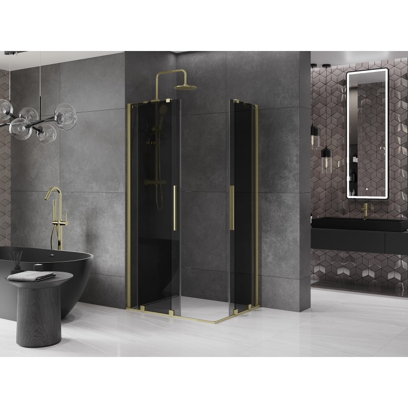 Mexen Velar Duo cabine de douche coulissante 100 x 90 cm, graphite, or brossé - 871-100-090-42-55