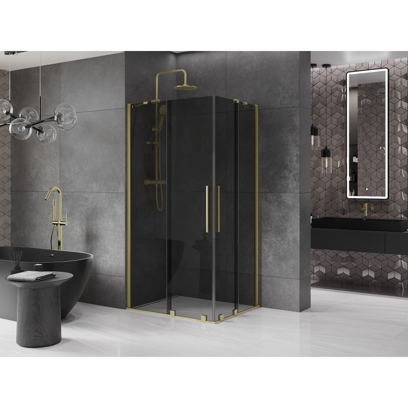 Mexen Velar Duo cabine de douche coulissante 100 x 90 cm, graphite, or brossé - 871-100-090-42-55