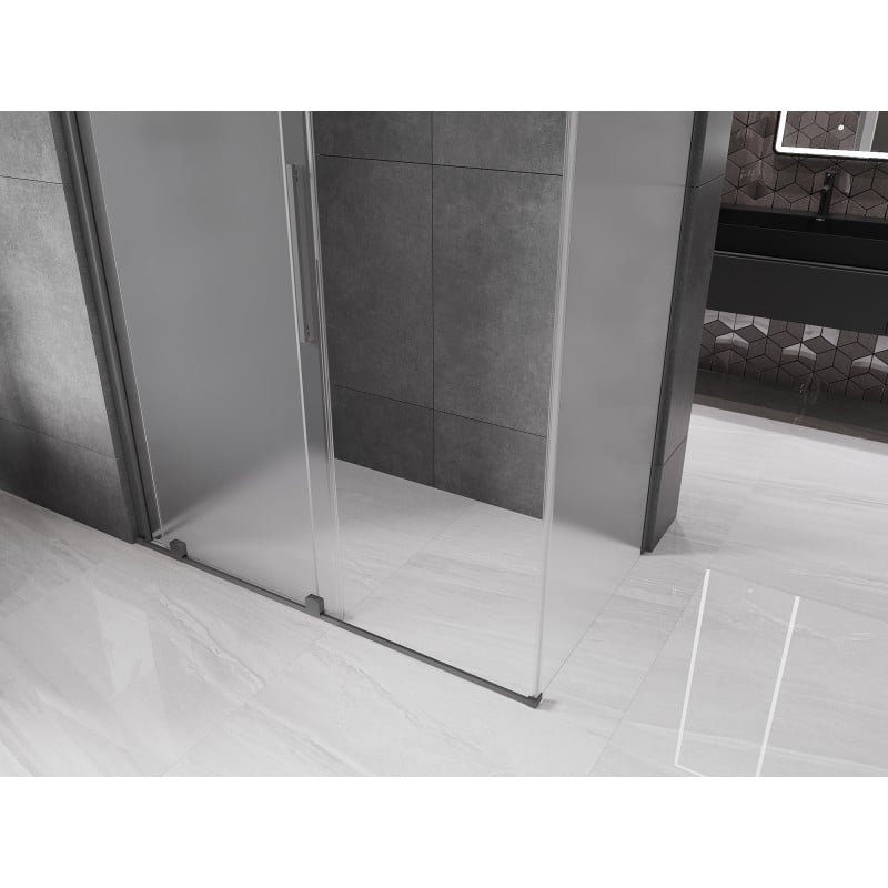 Mexen Velar cabine de douche coulissante 150 x 80 cm, givrée, métal gun - 871-150-080-31-95
