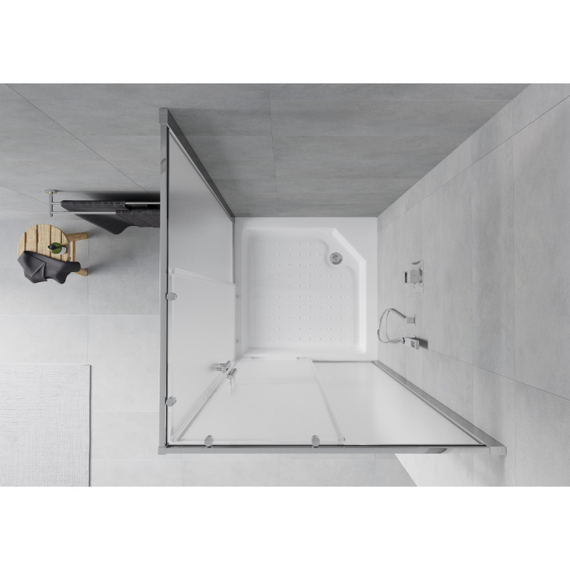 Mexen Rio cabine de douche carrée 90 x 90 cm, givrée, chrome + receveur, blanc - 860-090-090-01-30-4510