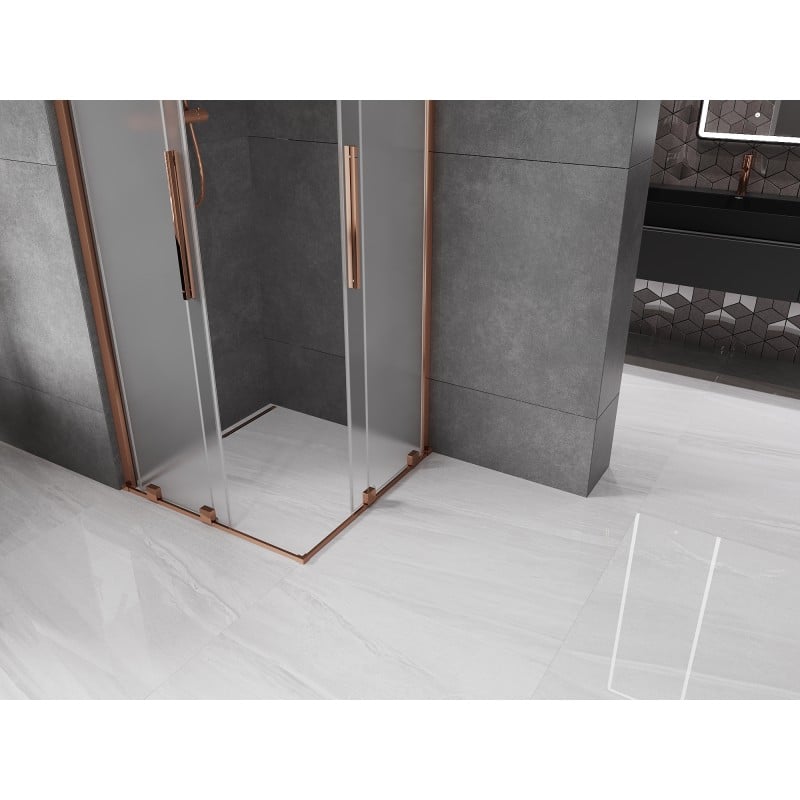 Mexen Velar Duo cabine de douche coulissante 90 x 90 cm, givre, or rose - 871-090-090-32-60