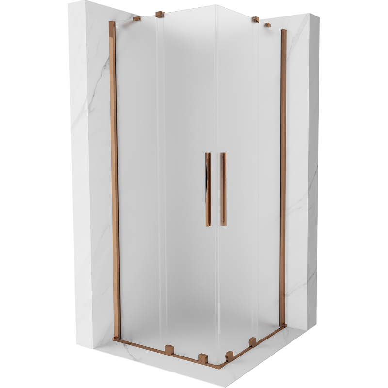 Mexen Velar Duo cabine de douche coulissante 100 x 100 cm, givré, or rose - 871-100-100-32-60