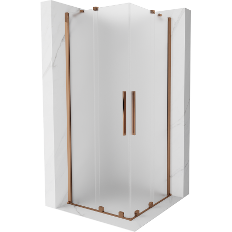 Mexen Velar Duo cabine de douche coulissante 100 x 100 cm, givrée, or rose - 871-100-100-32-60