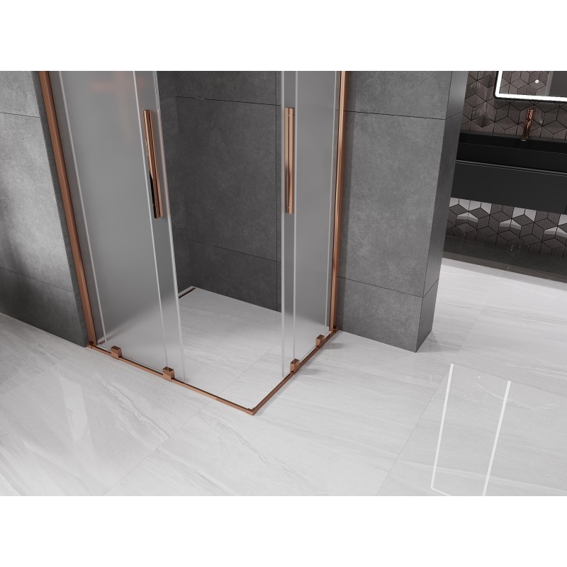 Mexen Velar Duo cabine de douche coulissante 100 x 90 cm, givre, or rose - 871-100-090-32-60