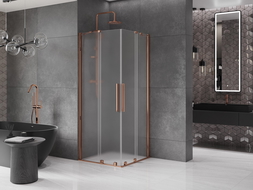 Mexen Velar Duo cabine de douche coulissante 80 x 80 cm, givre, or rose - 871-080-080-32-60