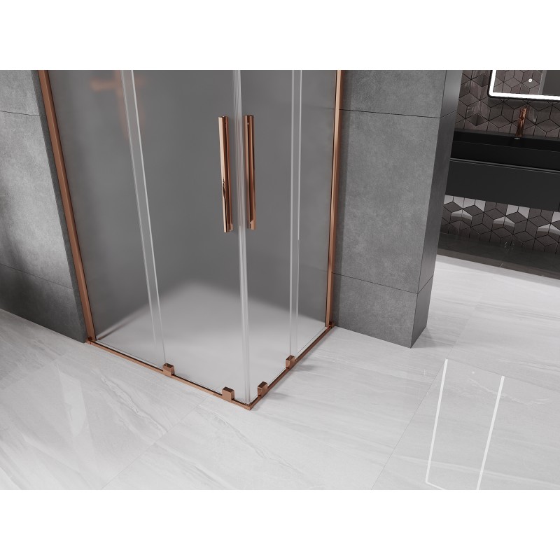 Mexen Velar Duo cabine de douche coulissante 100 x 90 cm, givre, or rose - 871-100-090-32-60