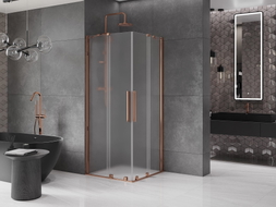 Mexen Velar Duo cabine de douche coulissante 100 x 100 cm, givrée, or rose - 871-100-100-32-60