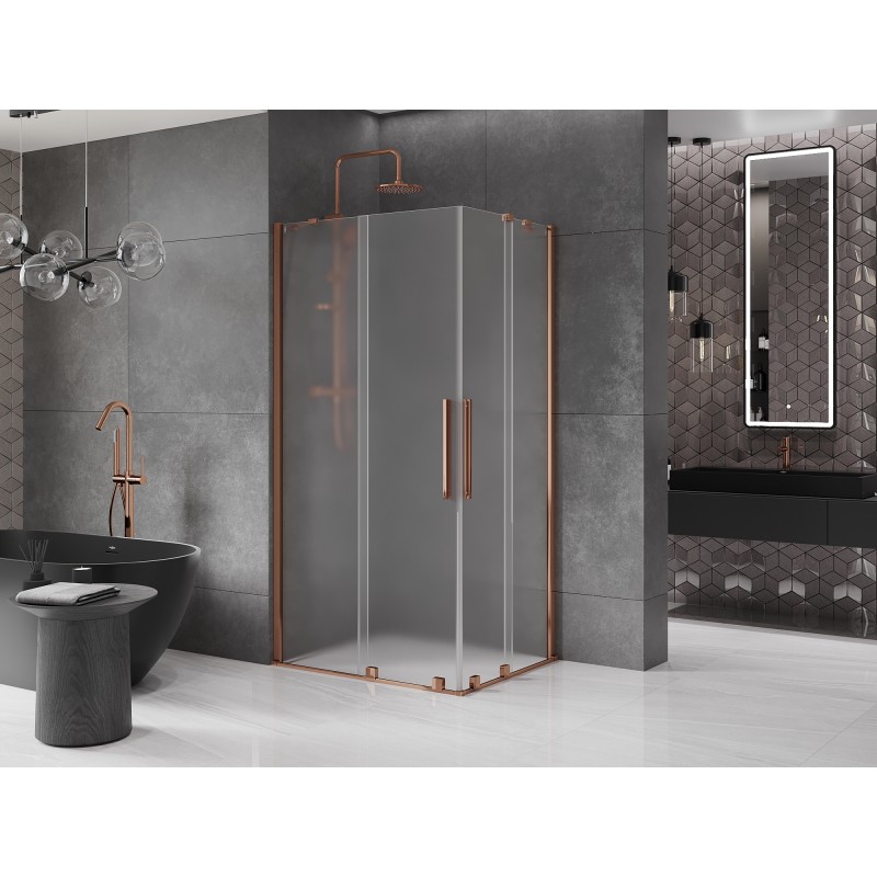 Mexen Velar Duo cabine de douche coulissante 100 x 90 cm, givre, or rose - 871-100-090-32-60
