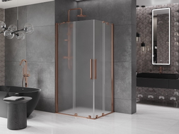Mexen Velar Duo cabine de douche coulissante 90 x 80 cm, givrée, or rose - 871-090-080-32-60