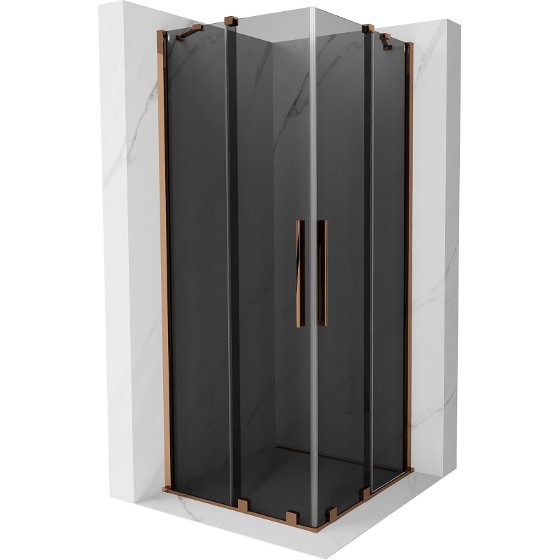 Mexen Velar Duo cabine de douche coulissante 100 x 100 cm, graphite, or rose - 871-100-100-42-60