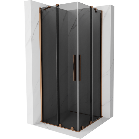 Mexen Velar Duo cabine de douche coulissante 100 x 100 cm, graphite, or rose - 871-100-100-42-60