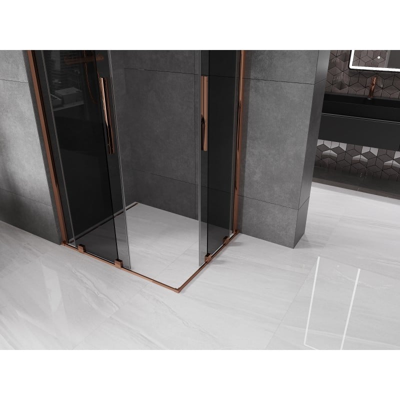 Mexen Velar Duo cabine de douche coulissante 100 x 90 cm, graphite, or rose - 871-100-090-42-60