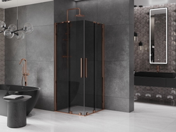 Mexen Velar Cabine de douche coulissante Duo 90 x 90 cm, graphite, or rose - 871-090-090-42-60