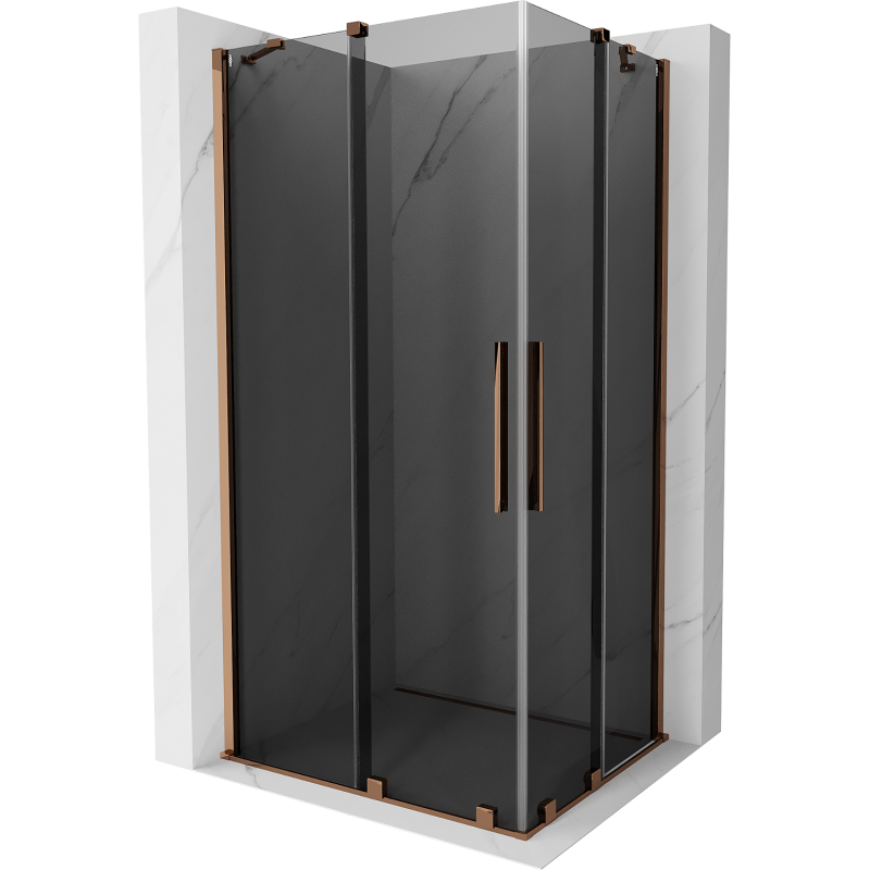 Mexen Velar Duo cabine de douche coulissante 100 x 90 cm, graphite, or rose - 871-100-090-42-60