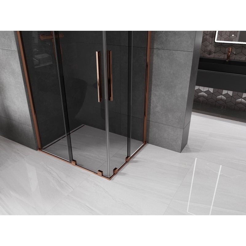 Mexen Velar Duo cabine de douche coulissante 90 x 80 cm, graphite, or rose - 871-090-080-42-60