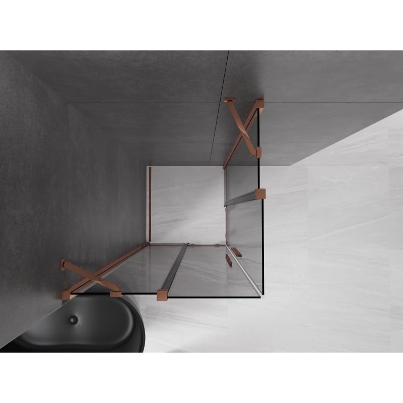 Mexen Velar Duo cabine de douche coulissante 80 x 80 cm, graphite, or rose - 871-080-080-42-60