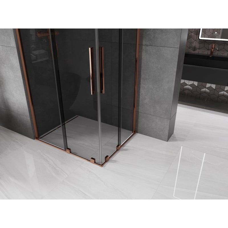 Mexen Velar Duo cabine de douche coulissante 100 x 90 cm, graphite, or rose - 871-100-090-42-60