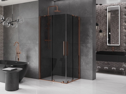 Mexen Velar Duo cabine de douche coulissante 100 x 90 cm, graphite, or rose - 871-100-090-42-60