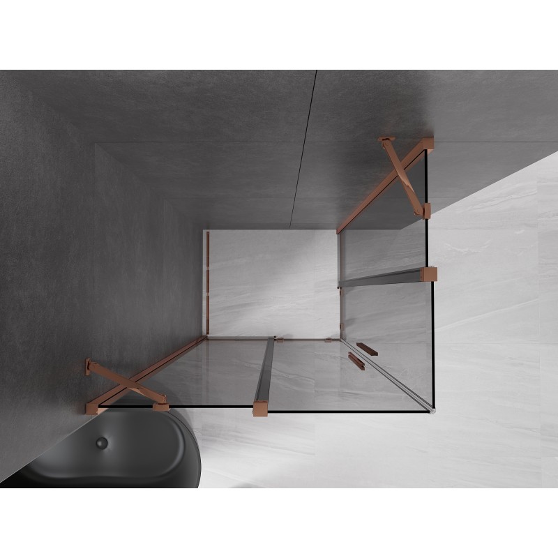 Mexen Velar Duo cabine de douche coulissante 90 x 80 cm, graphite, or rose - 871-090-080-42-60
