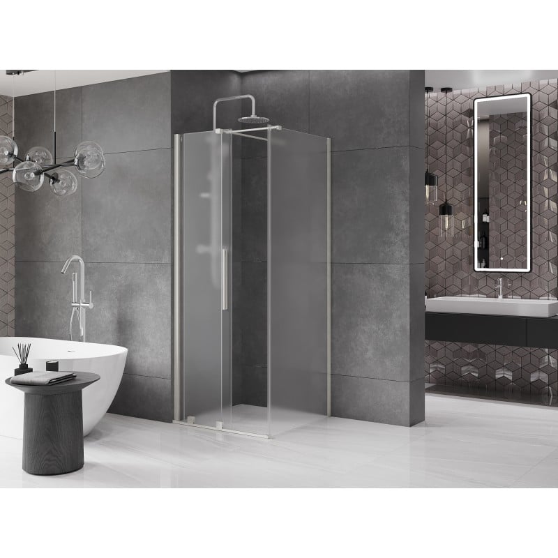 Mexen Velar cabine de douche coulissante 90 x 90 cm, givre, nickel brossé - 871-090-090-31-97