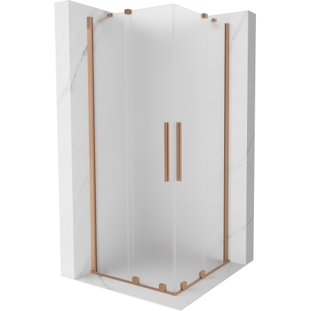 Mexen Velar Duo cabine de douche coulissante 80 x 80 cm, givré, cuivre brossé - 871-080-080-32-65