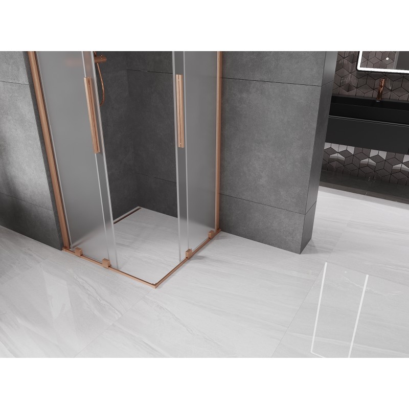 Mexen Velar Duo cabine de douche coulissante 80 x 80 cm, givre, cuivre brossé - 871-080-080-32-65