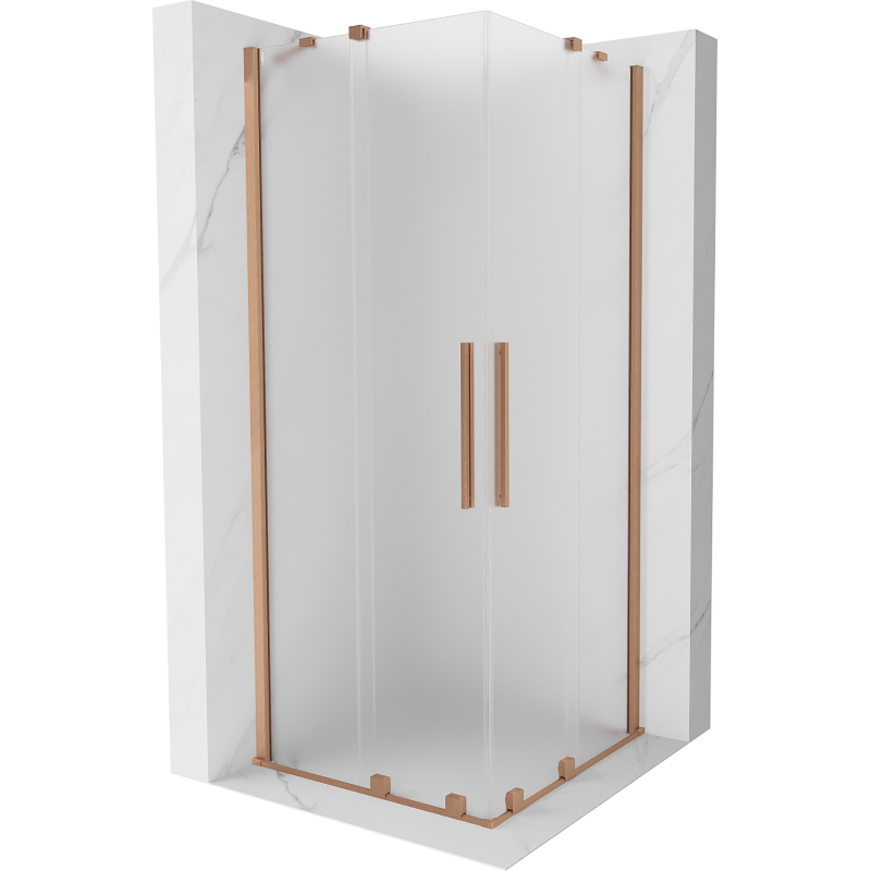 Mexen Velar Duo cabine de douche coulissante 100 x 100 cm, givre, cuivre brossé - 871-100-100-32-65