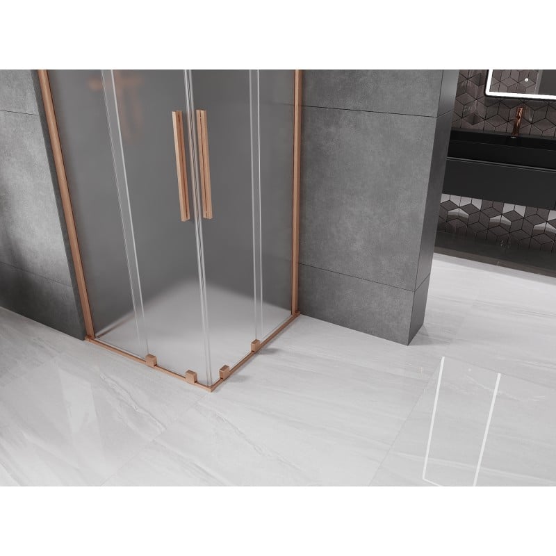 Mexen Velar Duo cabine de douche coulissante 90 x 90 cm, givré, cuivre brossé - 871-090-090-32-65