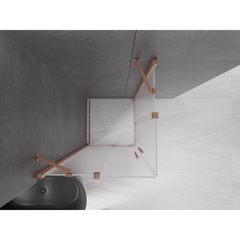 Mexen Velar Duo cabine de douche coulissante 80 x 80 cm, givre, cuivre brossé - 871-080-080-32-65