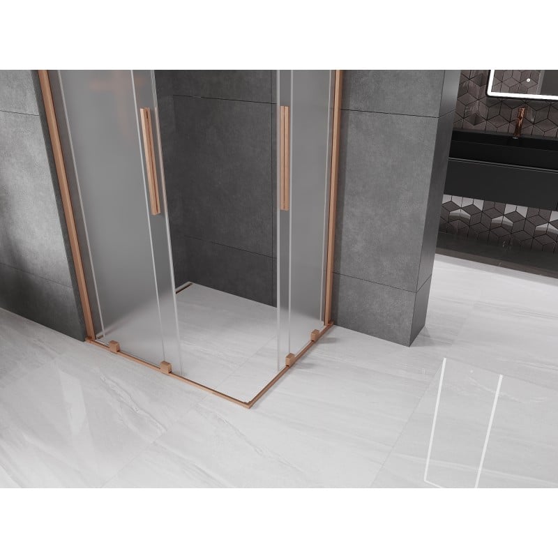 Mexen Velar Duo cabine de douche coulissante 90 x 80 cm, givre, cuivre brossé - 871-090-080-32-65