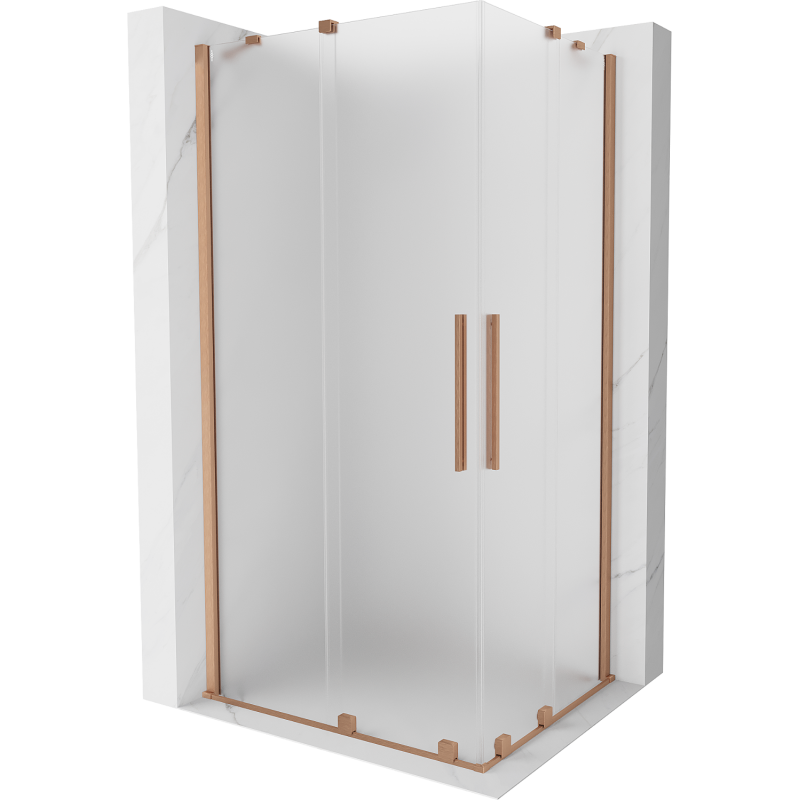 Mexen Velar Duo cabine de douche coulissante 100 x 90 cm, givrée, cuivre brossé - 871-100-090-32-65