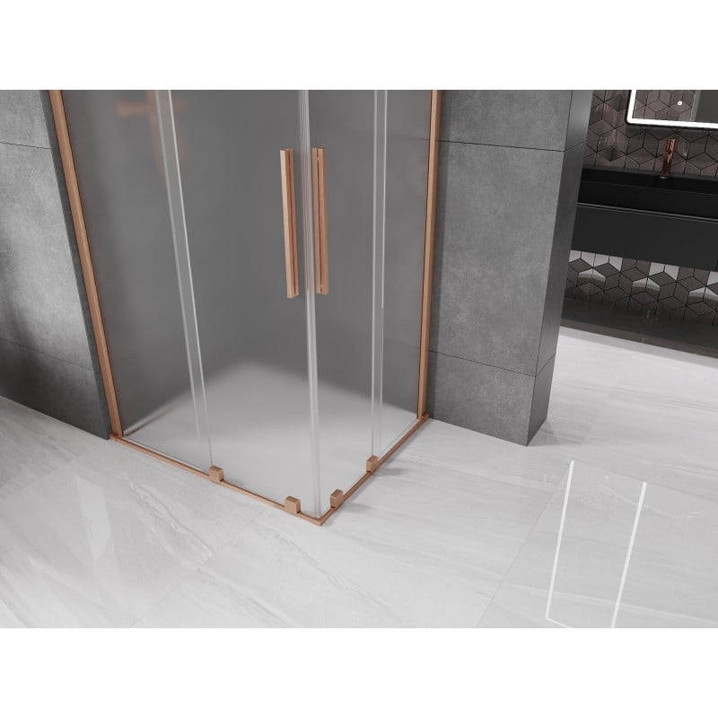 Mexen Velar Duo cabine de douche coulissante 90 x 80 cm, givre, cuivre brossé - 871-090-080-32-65