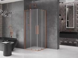 Mexen Velar Duo cabine de douche coulissante 90 x 90 cm, givré, cuivre brossé - 871-090-090-32-65