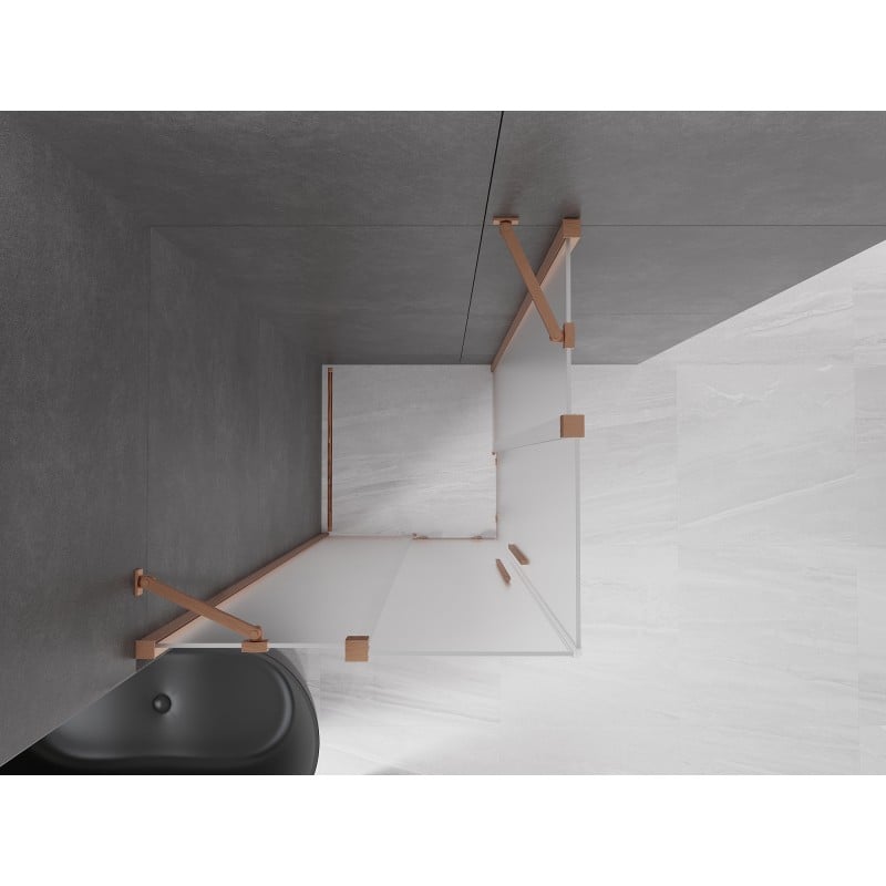 Mexen Velar Duo cabine de douche coulissante 90 x 90 cm, givré, cuivre brossé - 871-090-090-32-65