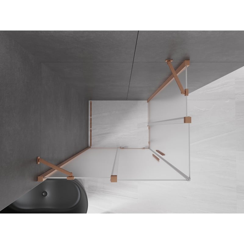 Mexen Velar Duo cabine de douche coulissante 90 x 80 cm, givre, cuivre brossé - 871-090-080-32-65