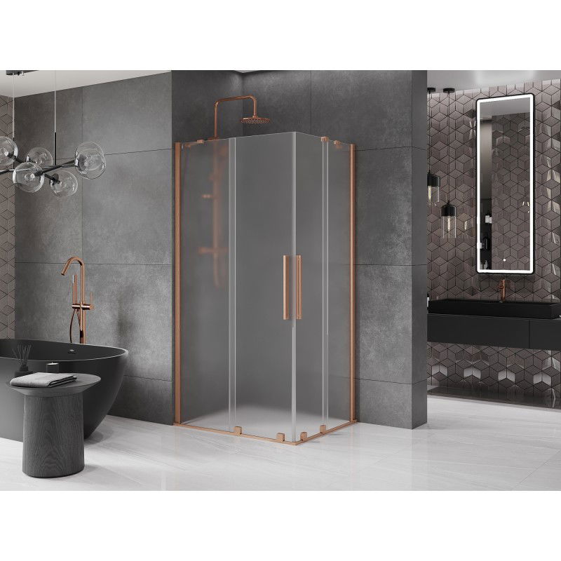 Mexen Velar Duo cabine de douche coulissante 100 x 90 cm, givre, cuivre brossé - 871-100-090-32-65