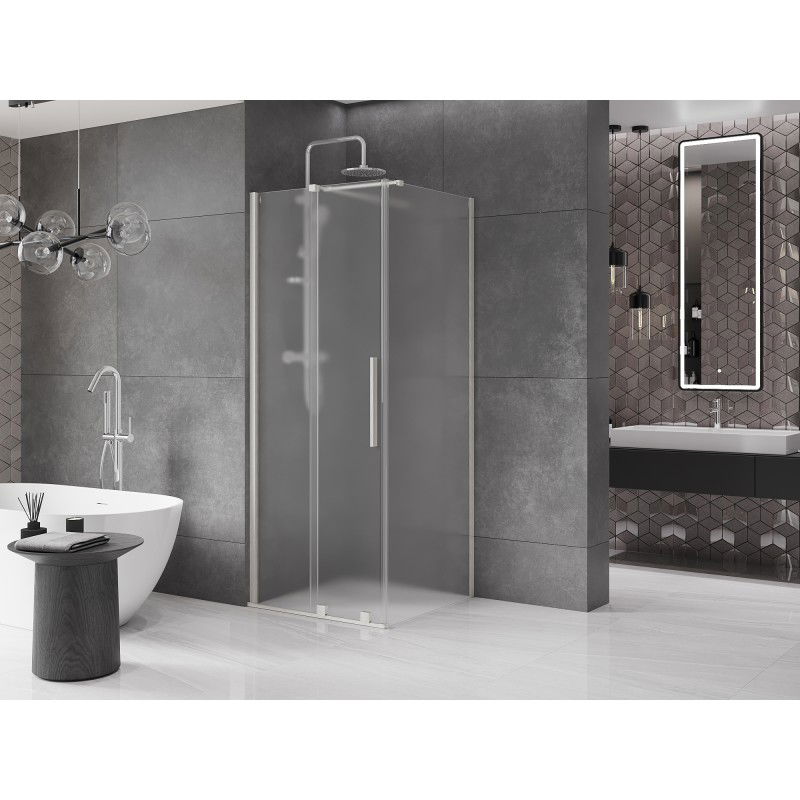 Mexen Velar cabine de douche coulissante 100 x 100 cm, givrée, nickel brossé - 871-100-100-31-97