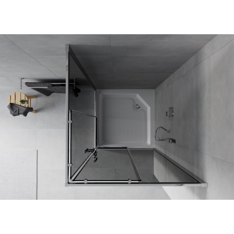 Mexen Rio cabine de douche carrée 90 x 90 cm, graphite, chrome + receveur, blanc - 860-090-090-01-40-4510