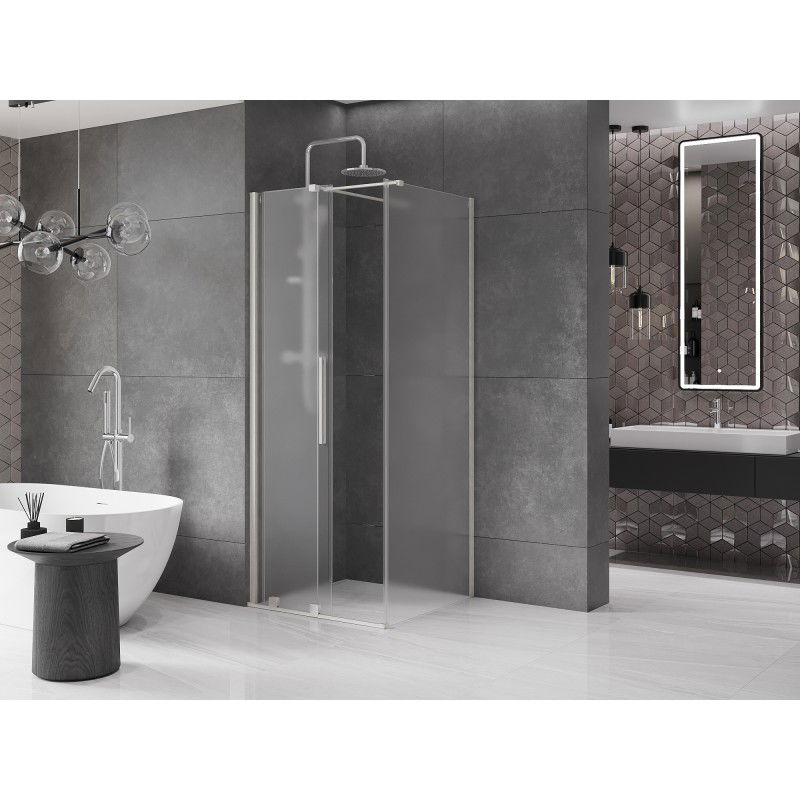 Mexen Velar cabine de douche coulissante 100 x 100 cm, givrée, nickel brossé - 871-100-100-31-97