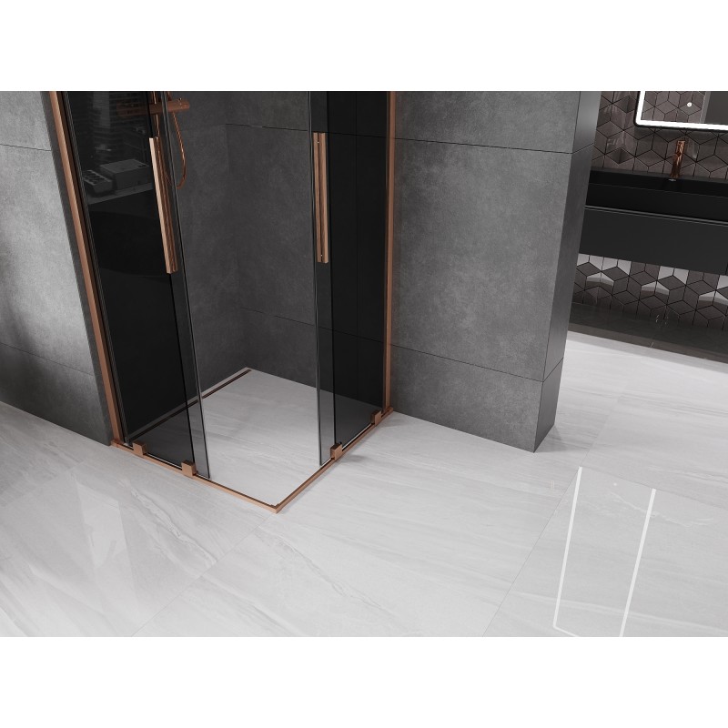 Mexen Velar Duo cabine de douche coulissante 80 x 80 cm, graphite, cuivre brossé - 871-080-080-42-65