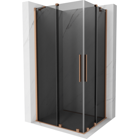 Mexen Velar Duo cabine de douche coulissante 90 x 80 cm, graphite, cuivre brossé - 871-090-080-42-65