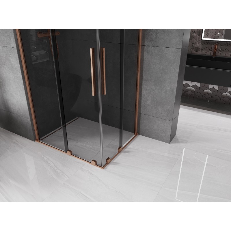 Mexen Velar Duo cabine de douche coulissante 90 x 80 cm, graphite, cuivre brossé - 871-090-080-42-65