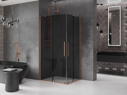 Mexen Velar Duo cabine de douche coulissante 100 x 90 cm, graphite, cuivre brossé - 871-100-090-42-65
