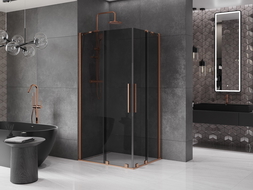Mexen Velar Duo cabine de douche coulissante 90 x 80 cm, graphite, cuivre brossé - 871-090-080-42-65