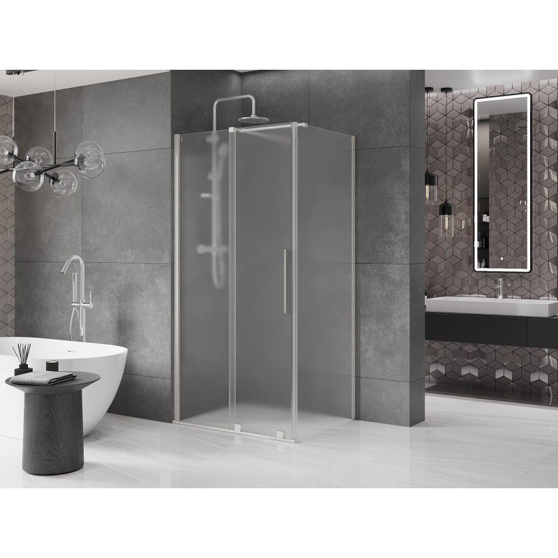 Mexen Velar cabine de douche coulissante 110 x 70 cm, givrée, nickel brossé - 871-110-070-31-97